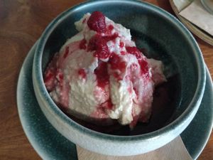 Wild cheesecake at Meshek Barzilay in Tel Aviv