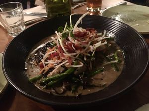 Noodles at Meshek Barzilay in Tel Aviv