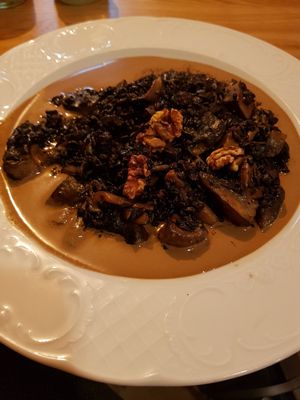 Mushroom risotto at Meshek Barzilay in Tel Aviv