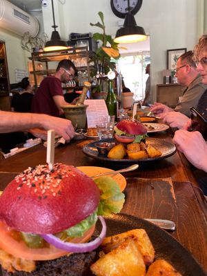 Vegan line up at Meshek Barzilay in Tel Aviv