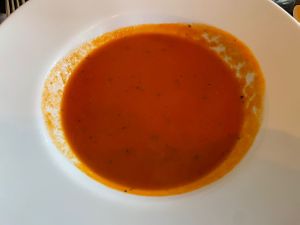 Tomato and basil soup  at The Mustard Seed  in Inverness