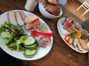 tofu, veggies, spreads at Pele-Mele in Berlin