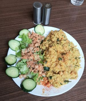 Millet with dates and salad #Veganuary at Pele-Mele in Berlin