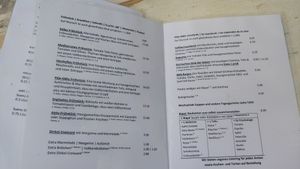 Menu card (in german) at Pele-Mele in Berlin