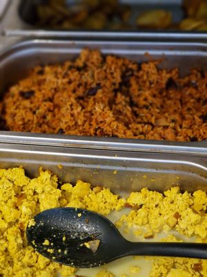 Eggs rice potatoes at Pele-Mele in Berlin