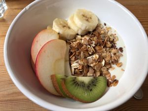 Brunch - Soy joghurt with granola and fruit at Pele-Mele in Berlin