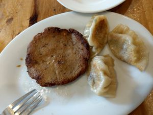 The vegan steak and dumplings where delicious!! at Surn Yi Vegetarian Restaurant in Phnom Penh