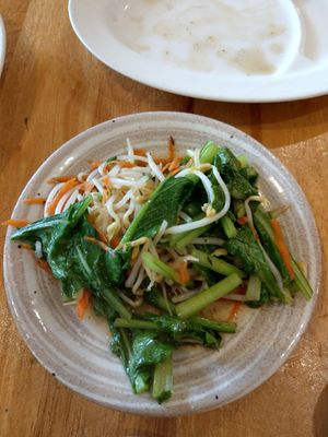 Boiled veggies at Surn Yi Vegetarian Restaurant in Phnom Penh