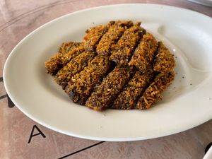 Fried veggie steak, $2.50  at Surn Yi Vegetarian Restaurant in Phnom Penh