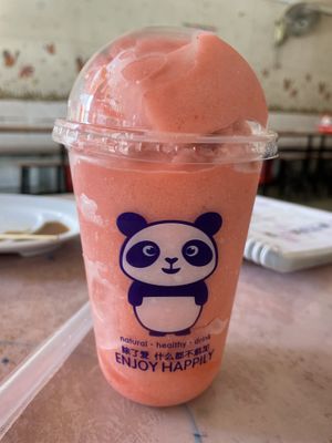 Strawberry smoothie, $2.25  at Surn Yi Vegetarian Restaurant in Phnom Penh