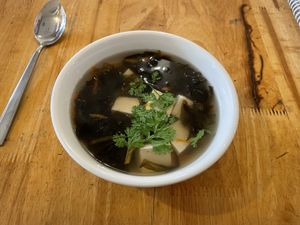 Seaweed soup with tofu, $1.75  at Surn Yi Vegetarian Restaurant in Phnom Penh