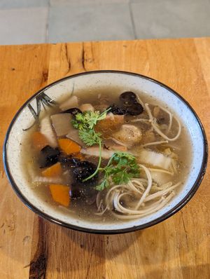 Veggie mushroom thick soup at Surn Yi Vegetarian Restaurant in Phnom Penh