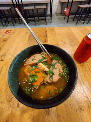 Tom Yam noodles soup at Surn Yi Vegetarian Restaurant in Phnom Penh