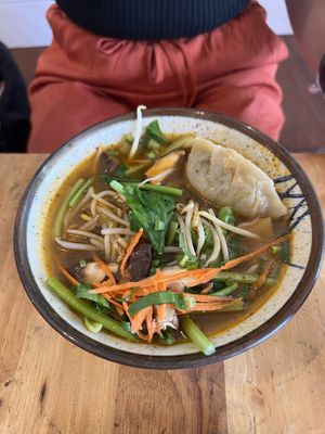 Dumplings with nutritious soup   at Surn Yi Vegetarian Restaurant in Phnom Penh