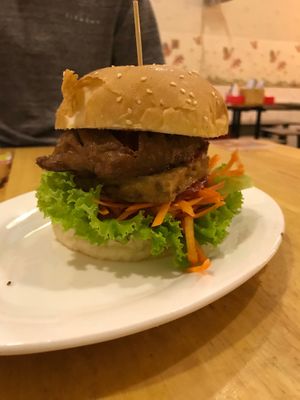 Burger was really good at Surn Yi Vegetarian Restaurant in Phnom Penh