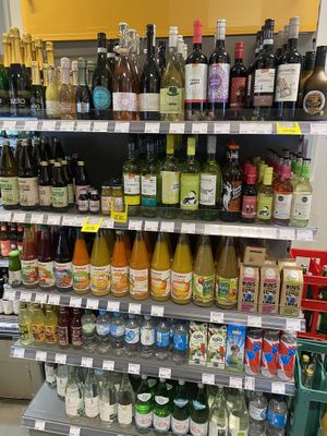 Wine and soft drinks  at Veganz in Berlin