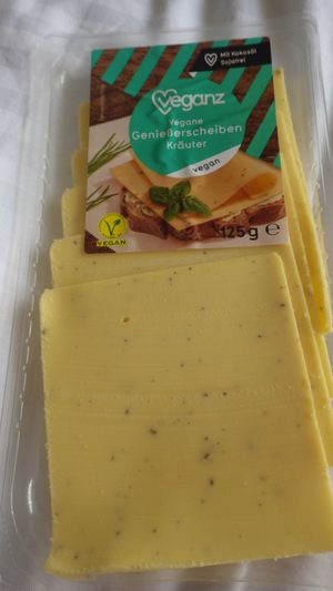 Herb cheese slices at Veganz in Berlin