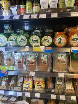 Sauces, vegan wurst and vegan meats  at Veganz in Berlin