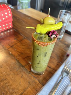 Nettle verde Bloody Mary!!! Tomatillos!!!   at Feral in Portland