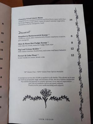 Food Menu for 07/20/2024 - page 2 at Feral in Portland