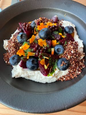 late July 2024 dinner - Berries, Beets, & Basil at Feral in Portland