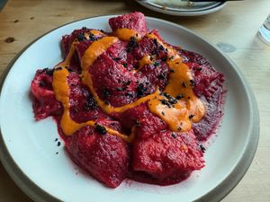 Chestnut mushroom agnolotti at Feral in Portland