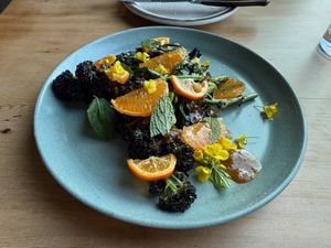 Grilled purple broccolini at Feral in Portland