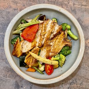 Roast vegetables with rice  at Wuli - 巫里小餐館 in Pingtung