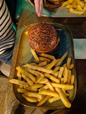 Vegan kids burger & chips at Crown Bar Wexford in Wexford
