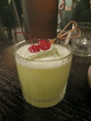 Japanese slipper cocktail at Ginger Meg's in Newcastle