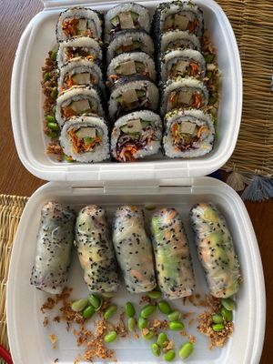 sushi and rolls at Vegashi Vegan Fusion in Ljubljana