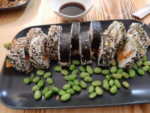 Tofu sushi at Vegashi Vegan Fusion in Ljubljana