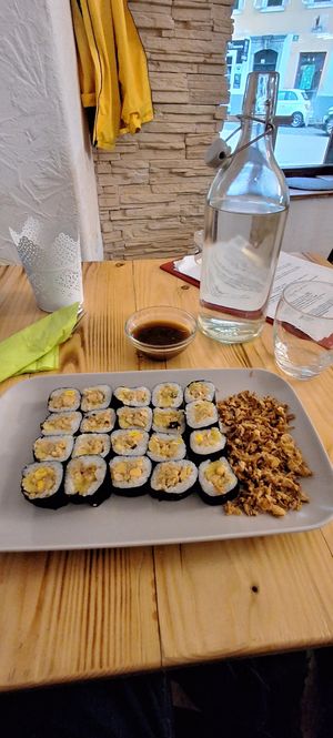 Hosomaki picke roll at Vegashi Vegan Fusion in Ljubljana