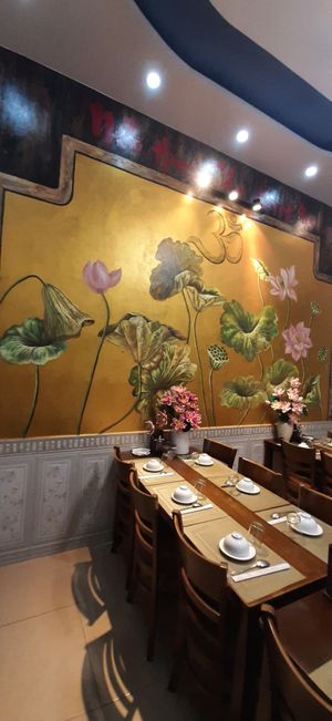 Restaurant decor at Huong Mai in Hue