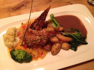 Mustard crusted tempeh  at Grasslands in Toronto