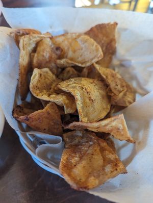 Chips of chips & guac at PlanTita's Kitchen in Long Beach