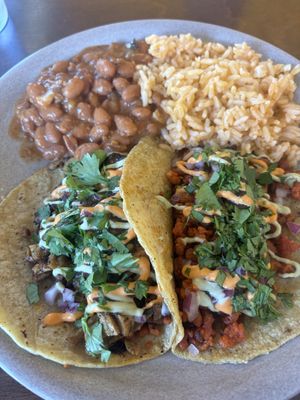 Taco Plate- Al Pastor & Asada w/ Rice & Beans  at PlanTita's Kitchen in Long Beach