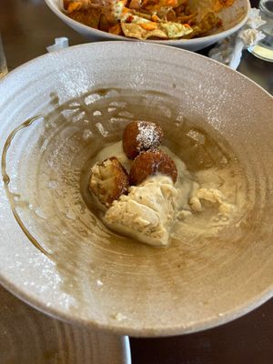 Churro balls and ice cream at PlanTita's Kitchen in Long Beach