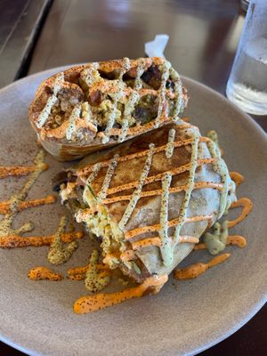 Breakfast burrito - just eggs avo and mushroom protein at PlanTita's Kitchen in Long Beach