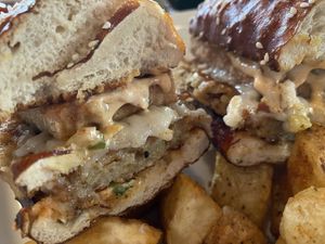 Vegan breakfast sandwich special 🤤 at The Grange in Providence