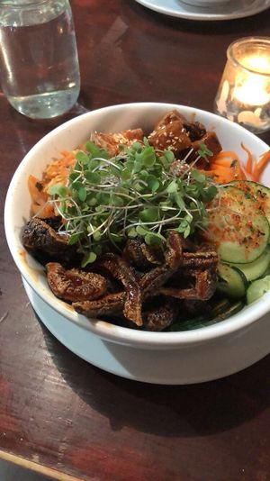 Mock eel and tofu bowl  at The Grange in Providence