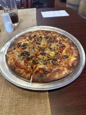 Kalamata Roasted Garlic & Artichoke Pizza 10000/10  at Paw Paw Pizza Co. in Paw Paw