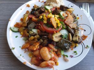 Roast mixed vegetables at Simply Patisserie in Eastbourne