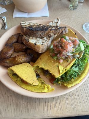 Went back for the chickpea omelette. Not bad, a little dry, but some hot sauce made up for that! Missing Kala Namak    at Hatch 44 Cafe  in Bradley Beach