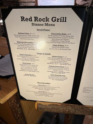 Dinner menu  at Red Rock Grill in Springdale