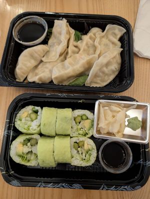 vegan sushi and gyozas at Al Chu's Sushi - DE.CO in Wilmington