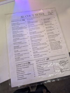 menu at Al Chu's Sushi - DE.CO in Wilmington