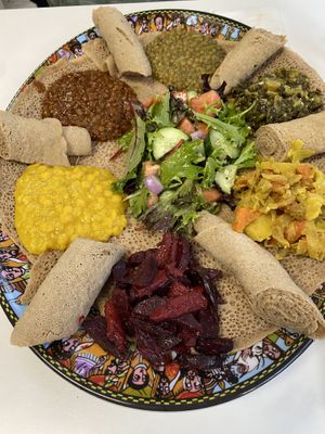 Large veggie plate   at Lulu EthioVegan in Minneapolis