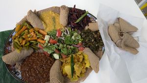Large plate at Lulu EthioVegan in Minneapolis