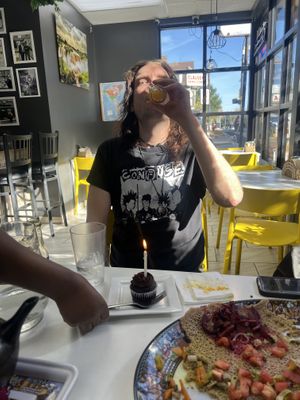 Birthday treat for my friend!!!   at Lulu EthioVegan in Minneapolis